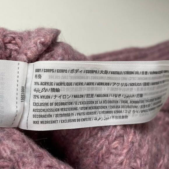 Abercrombie & Fitch Fluffy Crew Sweater Womens S Pink Pullover Fuzzy Knit Cozy - Picture 6 of 9